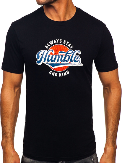 Uomo T-shirt in cotone con stampa Nero Bolf MPO3531