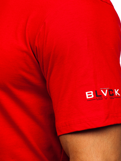 T-shirt in cotone con stampa da uomo rosso Bolf 14739
