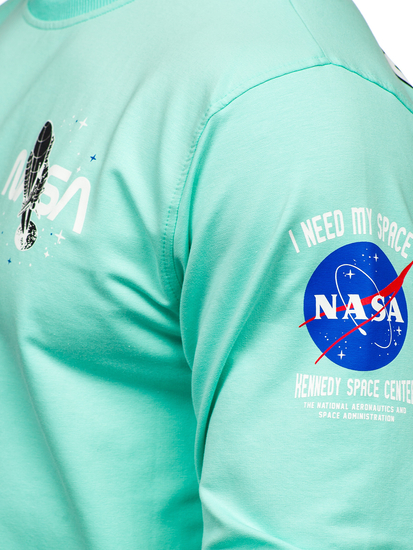 Felpa con stampa senza cappuccio da uomo verde menta Bolf 6476