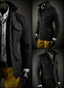Giacca elegante trapuntata da uomo nera Bolf 802A