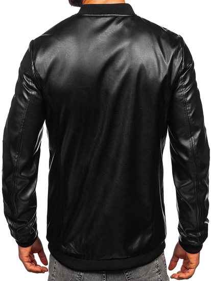 Giacca in pelle tipo bomber da uomo nera Bolf 6803A