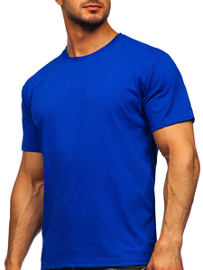 T-shirt da uomo in cotone blu fiordaliso senza stampa Bolf 192397