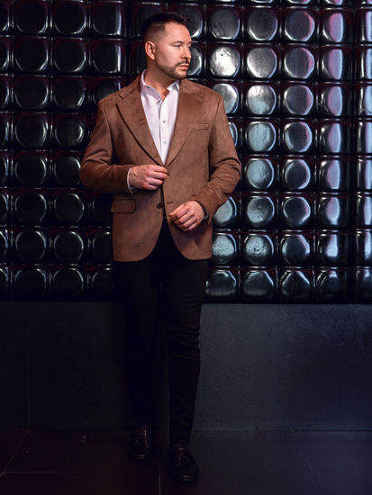 Giacca da uomo in velluto marrone Bolf 24410