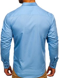 Camicia elegante a maniche lunghe azzurra da uomo Bolf 7724