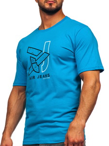 T-shirt in cotone da uomo turchese Bolf 14769