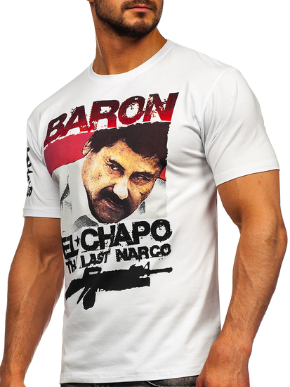 T-shirt con applicazioni da uomo bianca Bolf 192378