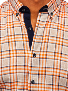 Camicia a manica corta a quadri da uomo arancione Bolf 201501