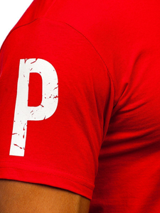 T-shirt rossa stampata da uomo in cotone Bolf 1180