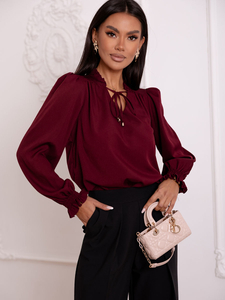 Camicetta elegante da donna con cravatta Borgogna Bolf 546