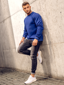 Felpa spessa senza cappuccio da uomo bluette Bolf 2001A