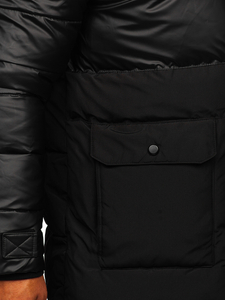Giubbotto lungo invernale trapuntato da uomo nero Bolf 22M62