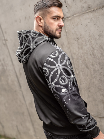 Felpa a zip con cappuccio da uomo nera Bolf 27B8122A