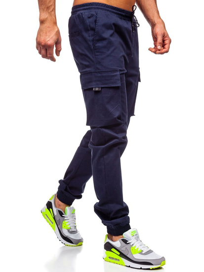 Pantaloni cargo tipo jogger da uomo blu Bolf 701