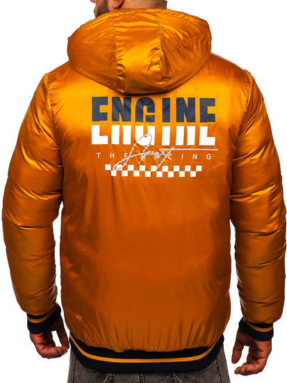 Giubbotto invernale trapuntato reversibile da uomo blu-cammello Bolf 7417