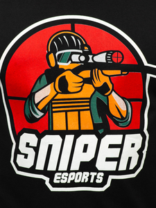 T-shirt in cotone con stampa da uomo nera Bolf 143022