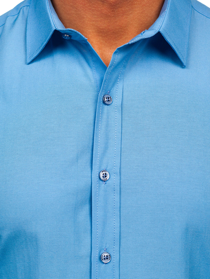 Camicia elegante da uomo azzurra a maniche lunghe Bolf 1703