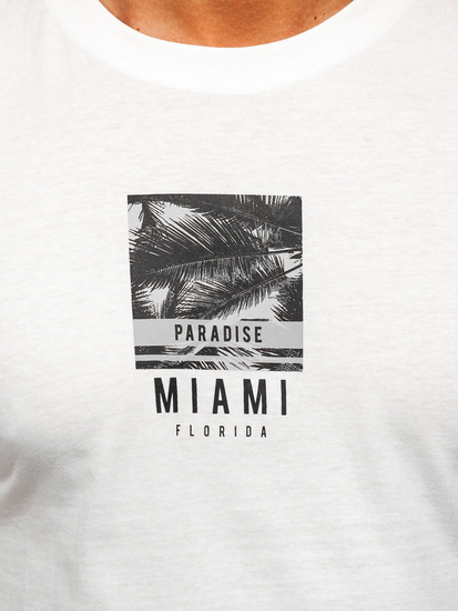 Uomo T-shirt in cotone con stampa Bianco Bolf MPO3500