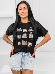Donna T-shirt stampata Nero Bolf 95T2531