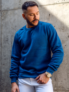 Felpa senza cappuccio da uomo indaco Bolf 2001A