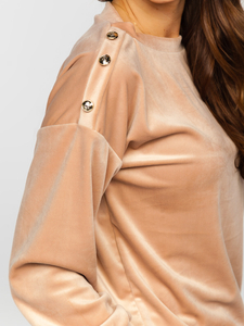 Set di tuta in velluto a due pezzi da donna beige Bolf 642