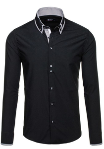 Camicia elegante a manica lunga da uomo nera Bolf 6929-A