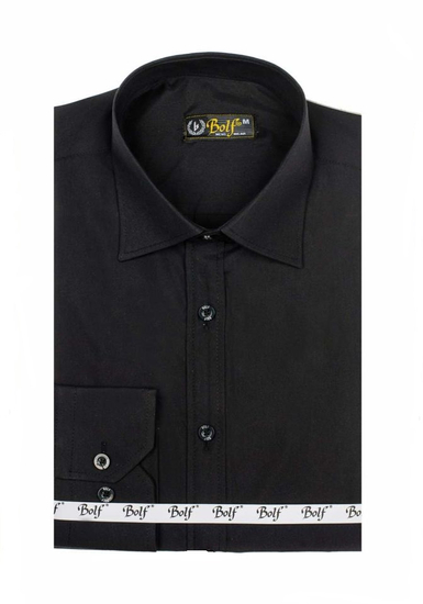 Camicia elegante da uomo nera a maniche lunghe Bolf 1703