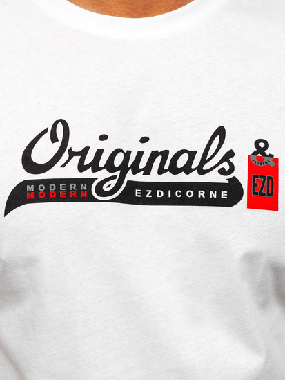 T-shirt in cotone con stampa da uomo bianca Bolf 14780