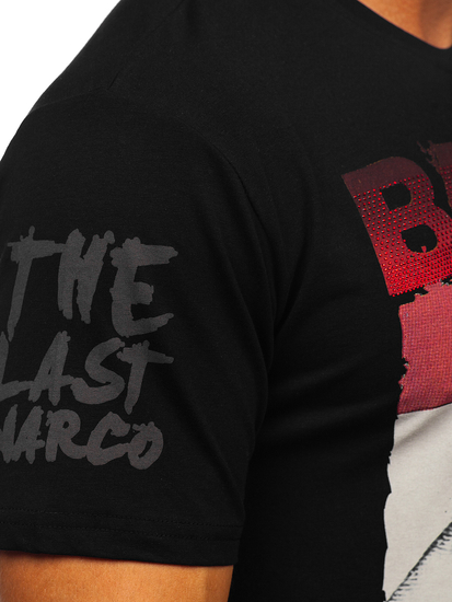 T-shirt con applicazioni da uomo nera Bolf 192378