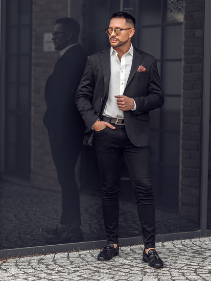 Blazer casual da uomo nero Bolf 24401