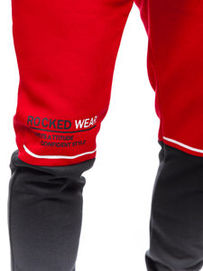 Pantaloni di tuta con stampa da uomo rossi Bolf AM85A