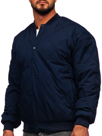 Giacca da baseball trapuntata mezza stagione bomber da uomo blu Bolf 84M3020