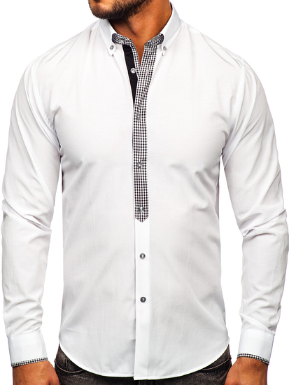 Camicia elegante a maniche lunghe da uomo bianca Bolf 6873-1
