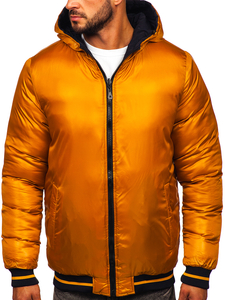 Giubbotto invernale trapuntato reversibile da uomo blu-cammello Bolf 7417