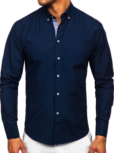 Camicia a manica lunga da uomo blu Bolf 20719