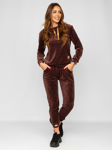 Set di tuta in velluto a due pezzi da donna cioccolato Bolf 637