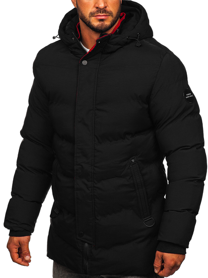 Giubbotto parka invernale trapuntato da uomo nero Bolf 7330