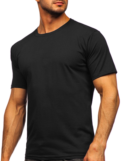 T-shirt da uomo in cotone nero senza stampa Bolf 192397