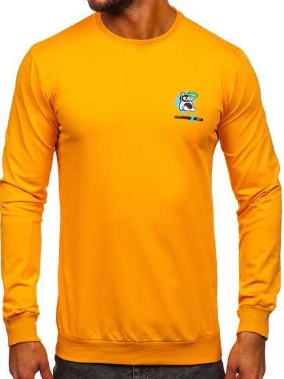 Felpa senza cappuccio con stampa da uomo arancione Bolf 8744