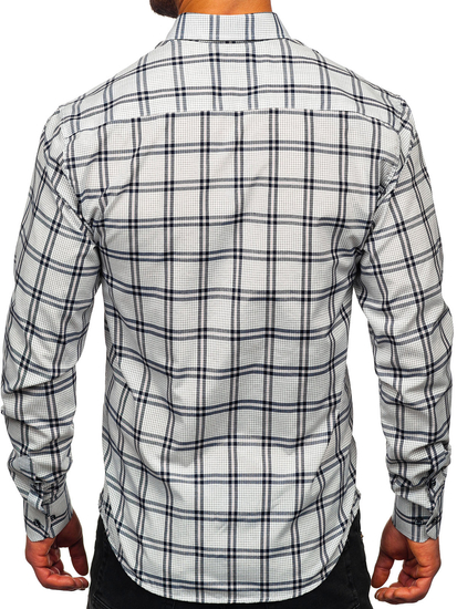 Camicia a scacchi a manica lunga da uomo grafite Bolf 22749