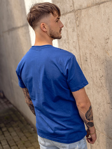 T-shirt da uomo blu con stampa Bolf KS2525TA