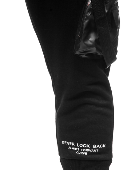 Pantaloni jogger tipo cargo da uomo neri Bolf 6583