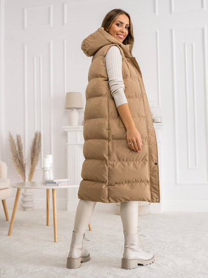 Gilet lungo trapuntato da donna camello Bolf 5M728
