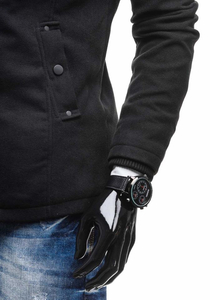 Cappotto monopetto con collo alto da uomo nero Bolf 8853C