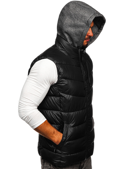 Gilet con cappuccio da uomo nero Bolf 2909