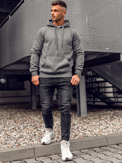 Uomo Felpa con cappuccio con canguro Antracite Bolf MB001A