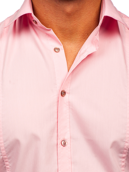 Uomo Camicia elegante a maniche lunghe Rosa Bolf 6944