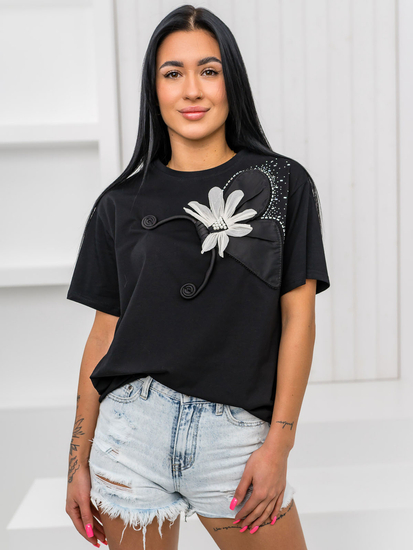 Donna T-shirt stampata Nero Bolf 96T633
