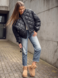 Giacca bomber trapuntata da donna nero Bolf J9089