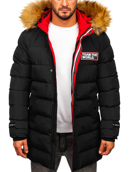 Giubbotto lungo trapuntato invernale da uomo nero Bolf 6477