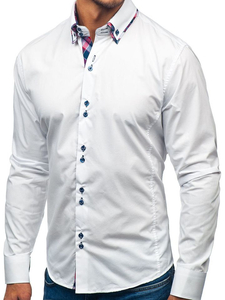 Camicia elegnate a manica lunga da uomo bianca Bolf 2712